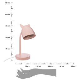 Lampka biurkowa dla dziecka różowa Wykonana z metalu, ozdobne uszy na kloszu, funkcjonalny i stylowy dodatek do pokoju dziecięce