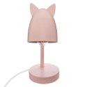 Lampka biurkowa dla dziecka różowa Wykonana z metalu, ozdobne uszy na kloszu, funkcjonalny i stylowy dodatek do pokoju dziecięce