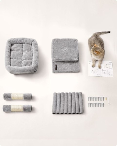 Drapak dla kociąt z 2 jaskiniami Przytulny drapak domek dla małych kotków wykonany z solidnej płyty MDF z 2 uroczymi jaskiniami 