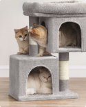 Drapak dla kociąt z 2 jaskiniami Przytulny drapak domek dla małych kotków wykonany z solidnej płyty MDF z 2 uroczymi jaskiniami 