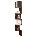 Półka na książki narożna brązowa LOFT Wykonana z solidnej płyty MDF, praktyczna i wytrzymała półka narożna na książki i inne dro