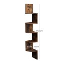 Półka na książki narożna brązowa LOFT Wykonana z solidnej płyty MDF, praktyczna i wytrzymała półka narożna na książki i inne dro