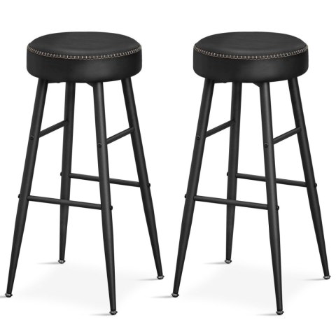 Zestaw 2 wysokich czarnych hokerów LOFT Zestaw dwóch wysokich stabilnych hokerów wykonanych ze stali i pianki o wysokiej sprężys