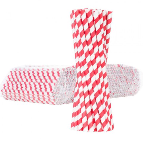 Słomki papierowe BIO ekologiczne PAPER STRAWS 6/205mm - biało-czerwone 500szt.