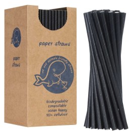 Słomki papierowe BIO ekologiczne PAPER STRAWS grube 8/205mm - czarne 160szt.