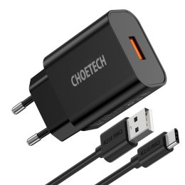 Szybka ładowarka sieciowa QuickCharge 3.0 18W 3A + kabel USB 1m czarny