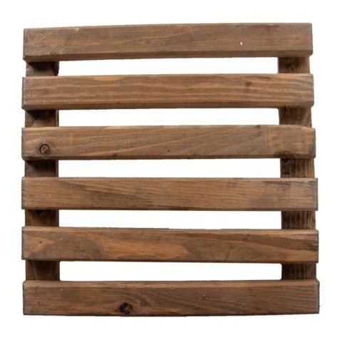 Wózek na donicę drewniany brąz 29x29 cm Stojak w formie wózka do przemieszczania ciężkich donic z kwiatami do wagi 100 kg, wypos