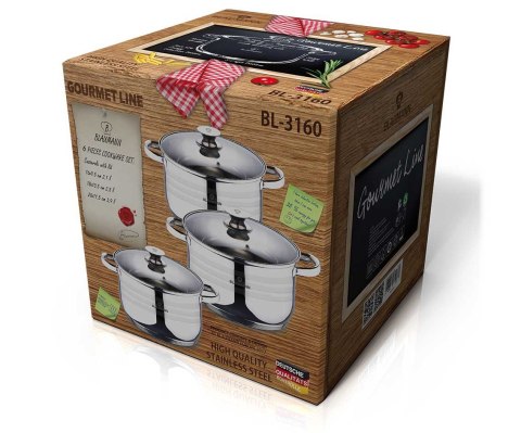 ZESTAW GARNKÓW ZE STALI NIERDZ. 6 EL. BLAUMANN GOURMET LINE BL-3160