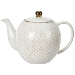 Dzbanek ceramiczny Queen 1100 ml wzór 1 Elegancki czajniczek do zaparzania kawy, herbaty i ziół, wykonany z ceramiki z wytłaczan