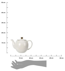 Dzbanek ceramiczny Queen 1100 ml wzór 1 Elegancki czajniczek do zaparzania kawy, herbaty i ziół, wykonany z ceramiki z wytłaczan