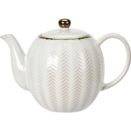 Dzbanek ceramiczny Queen 1100 ml wzór 2 Elegancki czajniczek do zaparzania kawy, herbaty i ziół, wykonany z ceramiki z wytłaczan