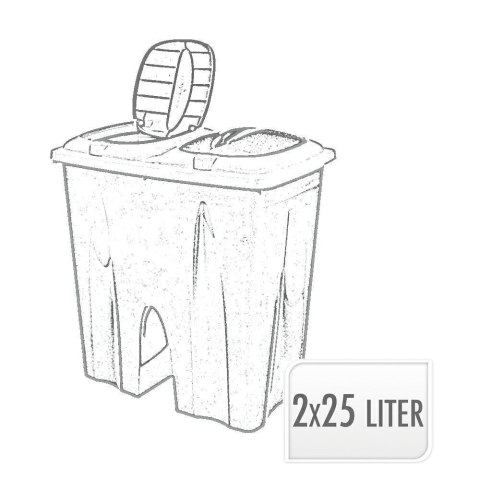 Kosz pojemnik na śmieci 2x25L zieleń Wykonany z tworzywa, stylowy śmietnik dwu-komorowy z dwoma pokrywami