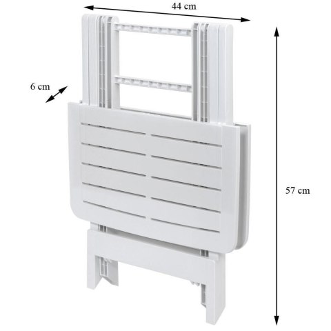 Stół składany balkonowy biały 50 cm Stolik turystyczny wykonany z tworzywa sztucznego w kolorze białym na taras, balkon, kemping