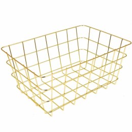 Kosz druciak złoty duży 30x22 cm Metalowy prostokątny koszyk na drobne przedmioty w stylu Glamour w złotym kolorze o wymiarach 1