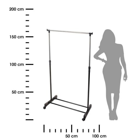 Mobilny, stojący wieszak na ubrania Mobilna garderoba na odzież, wieszak podłogowy z drążkiem, na kółkach, z regulacją wysokości