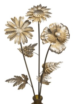 Ozdobne metalowe kwiaty komplet 3 szt Stylowa dekoracja do domu i ogrodu, komplet 3 kwiatów do umieszczenia w wazonie lub do wbi