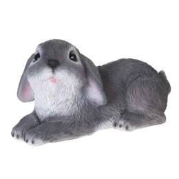 Figurka ogrodowa królik leżący szary Figurka dekoracyjna w postaci królika z długimi uszami wykonana z tworzywa kamiennego do og