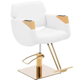 Fotel fryzjerski barberski kosmetyczny z podnóżkiem Physa PENRYN - biało złoty