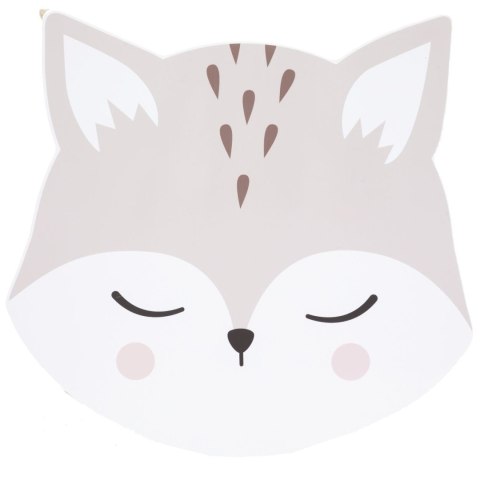 Stolik dziecięcy Fox Blat z motywem liska wykonany z solidnej płyty MDF, nogi stolika wykonane z naturalnego drewna sosnowego