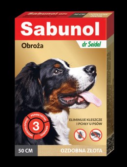SABUNOL GPI obroża ozdobna złota przeciw pchłom i kleszczom dla psów 50cm