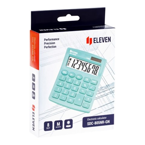 ELEVEN kalkulator biurowy SDC805NRGNE turkusowy odcień perłowy
