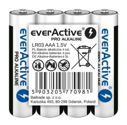 Baterie EVERACTIVE Alkaliczna AAA 1250mAh 4 szt. LR03PRO4T
