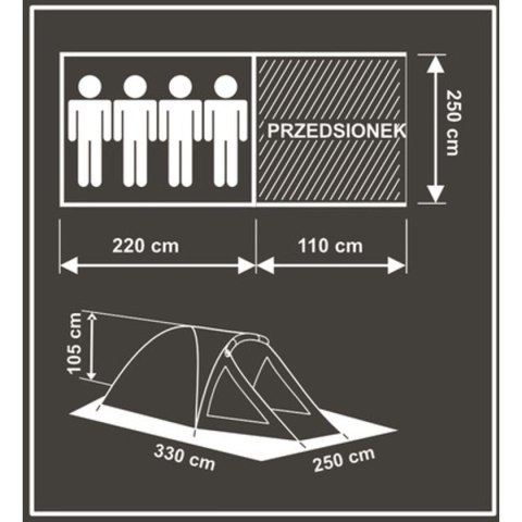 NAMIOT 4 OSOBOWY COMFORT 330x250x105CM ENERO CAMP