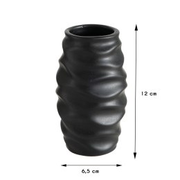 Czarny wazon Janina wzór 2 Wykonany z kamionki, w stylu nowoczesnym, wysokość 12 cm