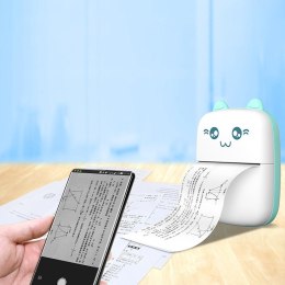 Mini Kot drukarka termiczna do etykiet ściąg z telefonu Bluetooth Fun Print niebieska