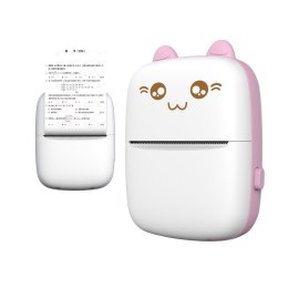 Mini Kot drukarka termiczna do etykiet ściąg z telefonu Bluetooth Fun Print różowa