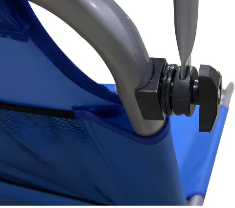 LEŻAK SKŁADANY PLAŻOWY Z DASZKIEM NA KÓŁKACH 116x62x60-90CM NIEBIESKI