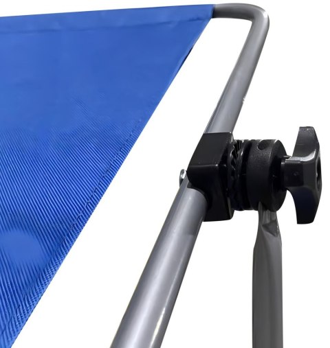 LEŻAK SKŁADANY PLAŻOWY Z DASZKIEM NA KÓŁKACH 116x62x60-90CM NIEBIESKI