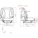 Siedzenie ciągnika regulowane z zawieszeniem i pasami 50x50cm
