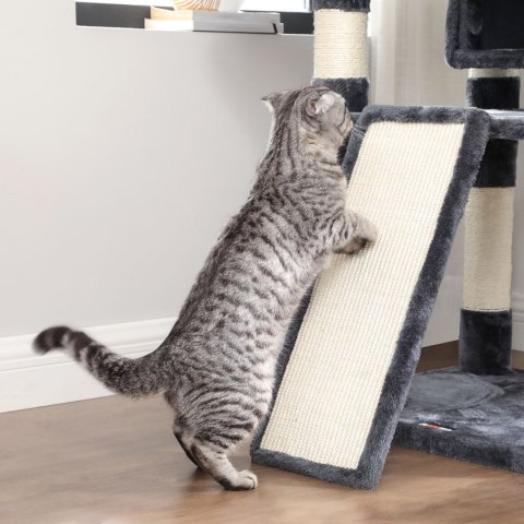 Wysoki drapak wieża 172 cm dymny szary Solidny drapak widokowy wieża wykonany z płyty MDF z 3 podwyższonymi platformami, 2 przyt