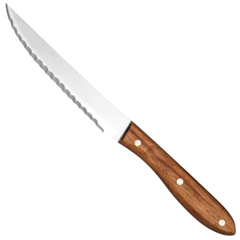 Nóż do steków ząbkowany nierdzewny uchwyt z drewna różanego dł. 120 mm - Hendi 841150