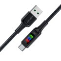 Kabel przewód USB-A - USB-C 60W z wyświetlaczem 1.2m czarny