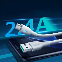 Kabel przewód USB - microUSB 2.4A z diodą LED 1.2m biały