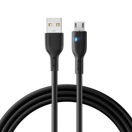 Kabel przewód USB - microUSB 2.4A z diodą LED 2m czarny