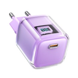 Ładowarka sieciowa z wyświetlaczem PD 30W GaN3 USB-C fioletowa