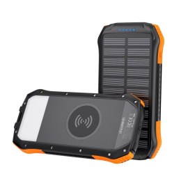 Powerbank solarny 10000mAh z ładowarką indukcyjną Qi 5W pomarańczowy