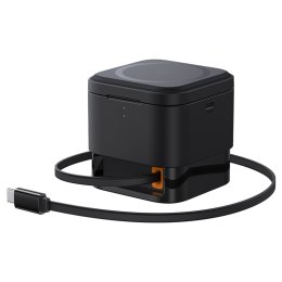 2w1 Ładowarka bezprzewodowa 20W MagSafe Qi z rozwijanym kablem USB-C czarna
