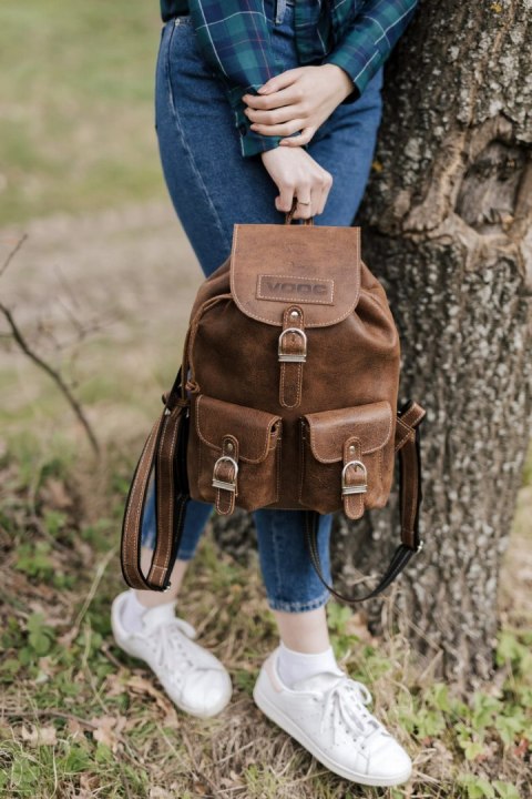 Plecak skórzany retro TC13 camel