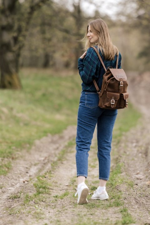 Plecak skórzany retro TC13 camel