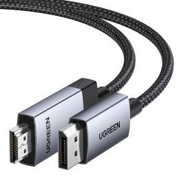 Kabel przewód DisplayPort - HDMI 4K 60Hz w oplocie 1m szary