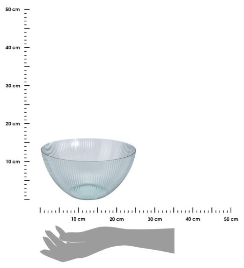 Miska duża na sałatkę Stripes Okrągła miska wykonana z solidnego tworzywa, ozdobiona delikatnymi paskami, w kolorze turkusowym