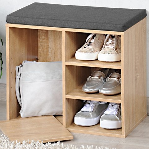 Półka na buty z siedziskiem jasny dąb 51xh48 cm