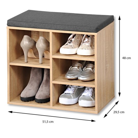 Półka na buty z siedziskiem jasny dąb 51xh48 cm