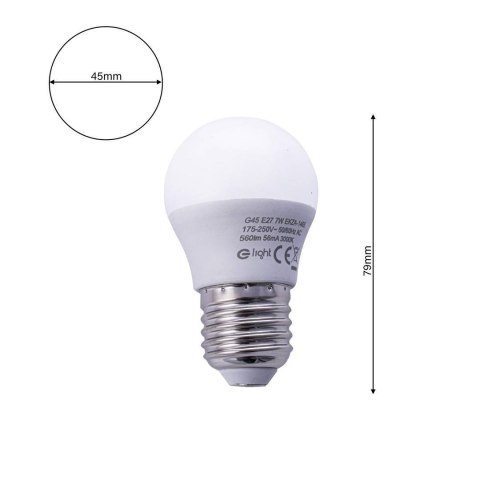 Żarówka LED 7W E27 G45 ciepła 3000K 560lm kulka