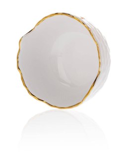 Salaterka ceramiczna Tigella White 13 cm Wykonana z ceramiki w kolorze białym z dodatkiem koloru złotego, pojemność naczynia wyn