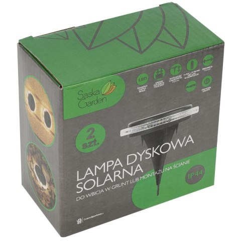 LAMPY SOLARNE DYSKOWE DO WBICIA W GRUNT LUB MONTAŻU NA ŚCIANIE KPL.2SZT